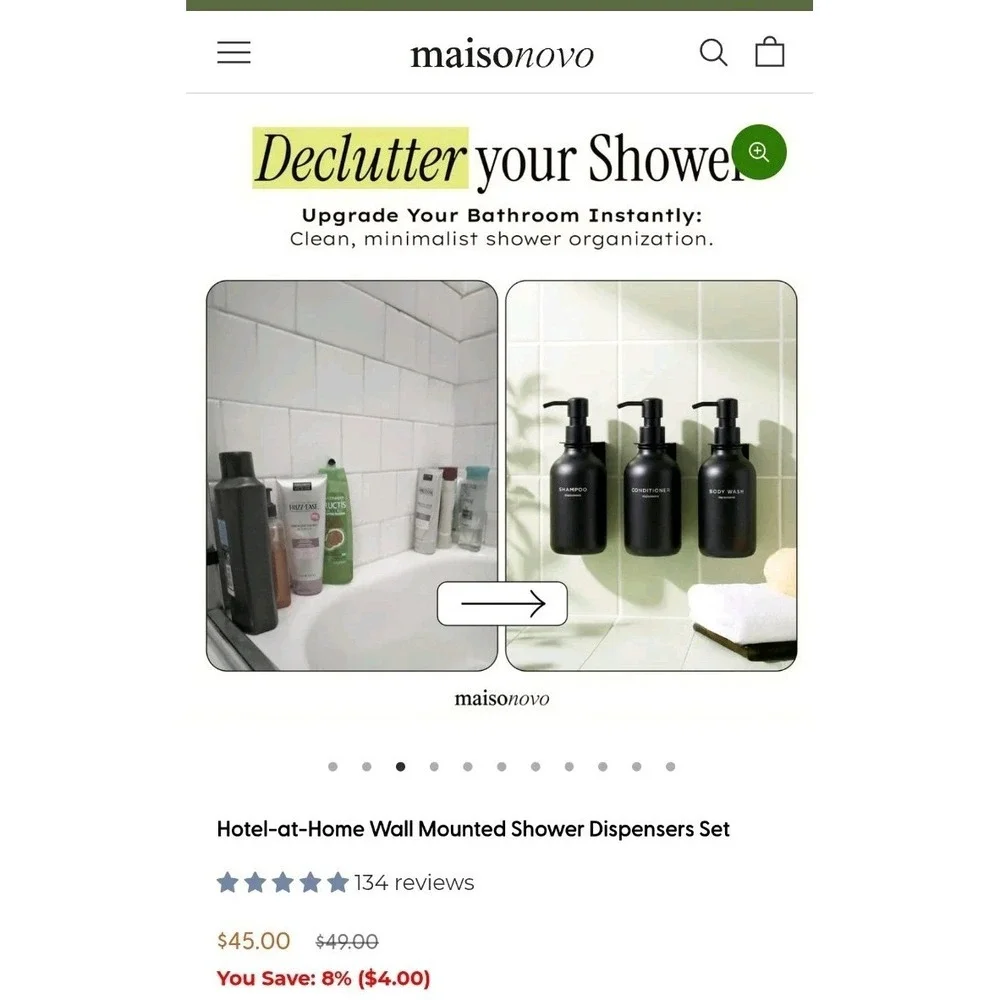 MaisoNovo Shampoo and Conditioner Dispenser - Shower Soap Dispenser Wall Mou...